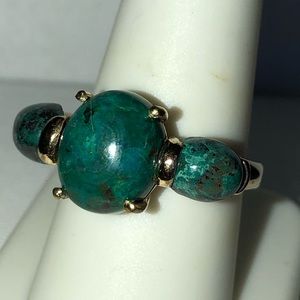 Chrysocolla Gemstones (8.40 cts) in Gold over Brass Ring